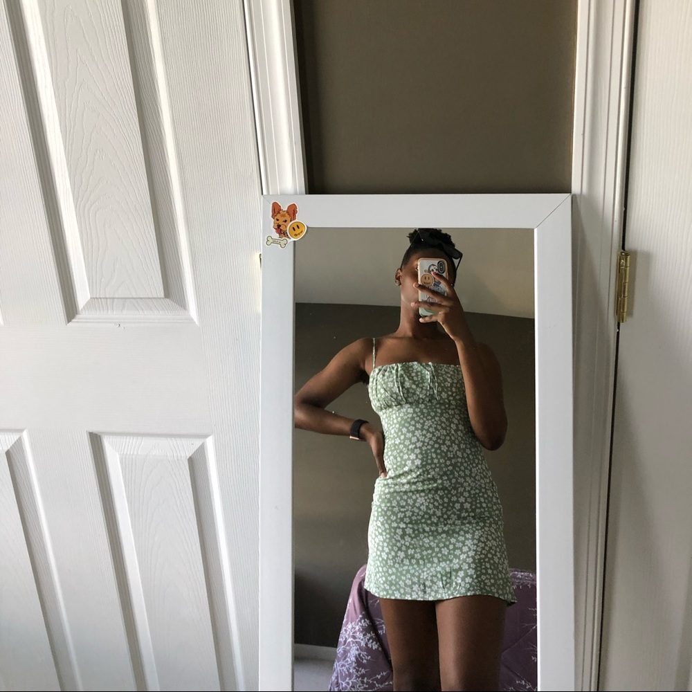 Princess Polly green floral mini dress